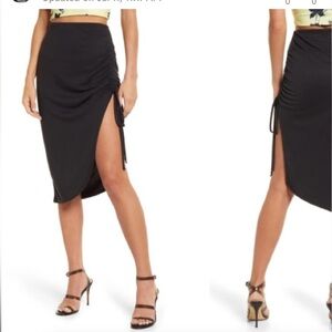 Open Edit Black Side cinched skirt